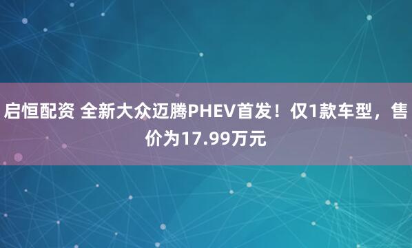启恒配资 全新大众迈腾PHEV首发！仅1款车型，售价为17.99万元